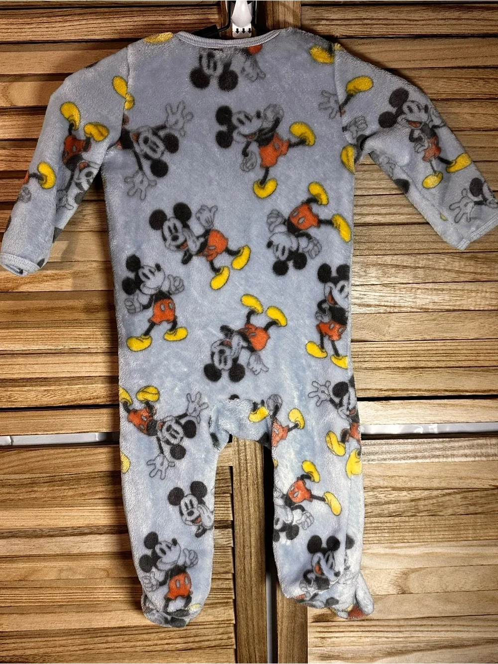 Disney Light Gray Mickey Mouse Fleece Footed One-Piece